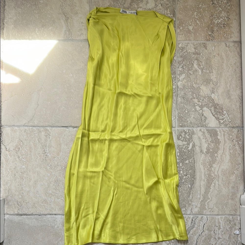 Zara Lime Satin Dress